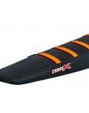 Poťah sedadla CrossX stripes KTM SX/SXF/XCF 16-18, EXC-EXCF-XC 17-19 čierna/čierna/oranžová