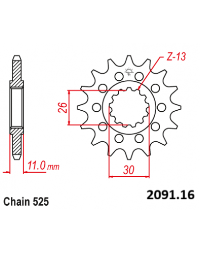 Vývodové koliečko YAMAHA FZ8/TDM900/MT09/MT07 16.zubové