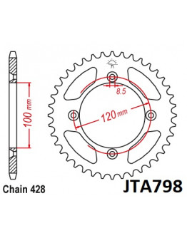 Rozeta Yamaha YZ 80/85 JT dural čierna 47 zubov