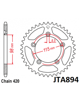 Rozeta KTM SX 65,Husqvarna TC 65,Gas-Gas MC 65 JT dural čierna 46 zubov