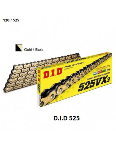 Reťaz D.I.D 525 VX3 zlatá 120 článkov