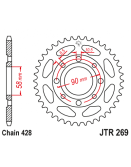 Rozeta oceľová JT HONDA CG 125 '02-'05, CM 125 '82-'97, CB 125T '82-'88, DAELIM VC 125 '96-'99